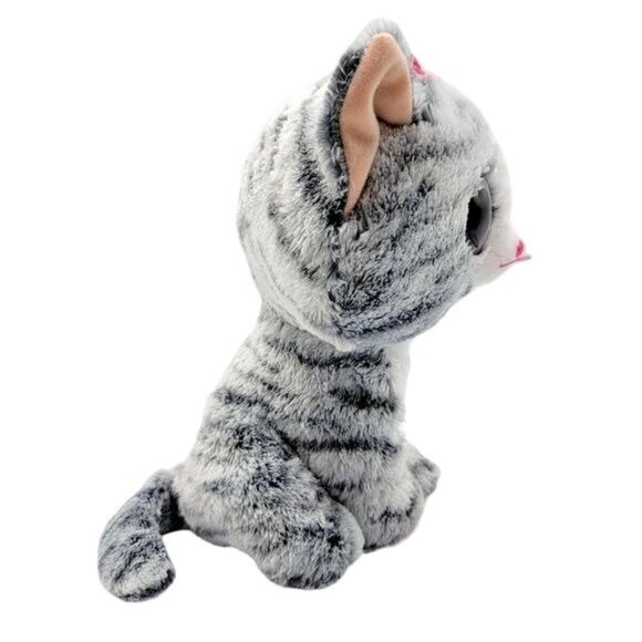 2/$15 Ty Beanie Boos Plush Gray 9" Glitter Eyes Tabby Kitten Tag 2016 Kiki Cat - Picture 5 of 11